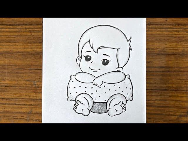 Cute baby drawing easy step by step  || How to draw a cute baby boy || Pencil sketch for beginners