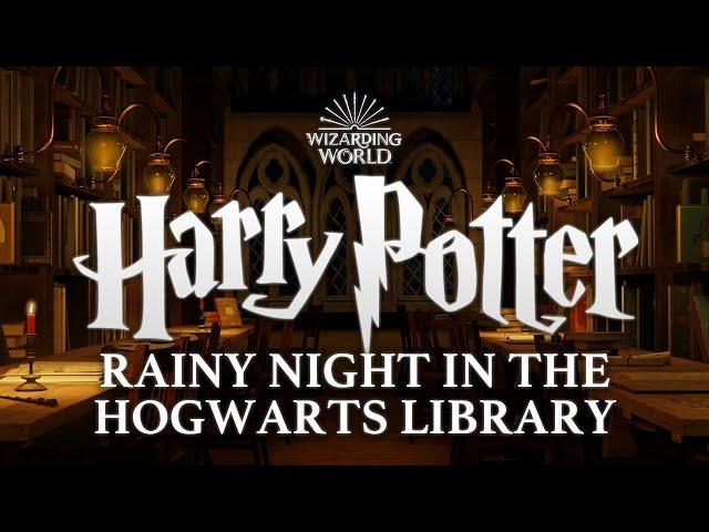 Rainy Night In The Hogwarts Library | Harry Potter Music & Ambience ️