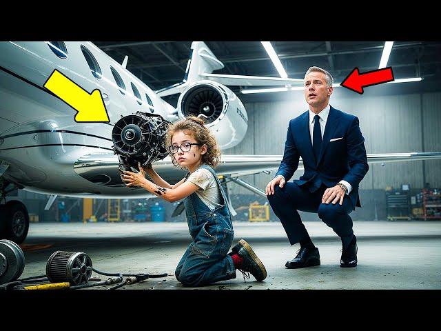 Little Girl Fixes Private Jet As A Joke — CEO Stops Cold At His Pilot-Wing Necklace!