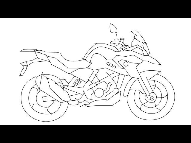 How to draw BMW G 310 GS step by step for beginners