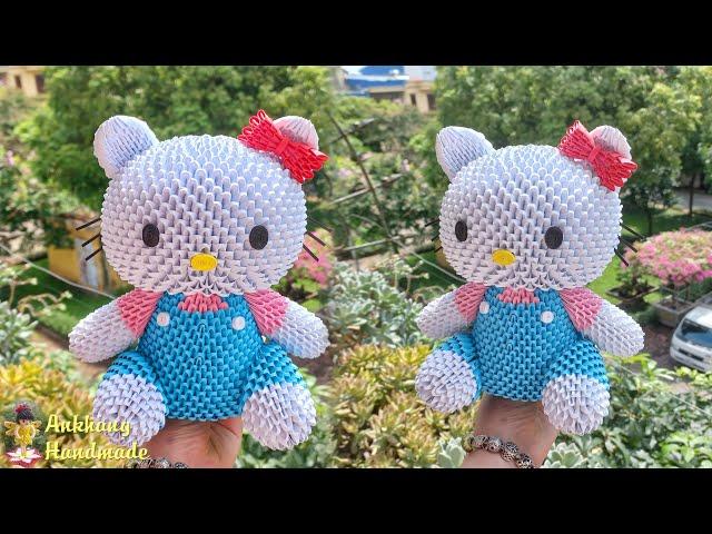 3d origami Hello Kitty tutorial P2 | DIY making Hello Kitty stuff , paper craft idea