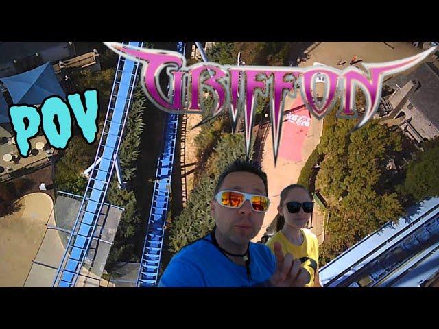 Griffon Floorless Dive roller coaster Front Row Ride & Review POV Busch Gardens Williamsburg 2024