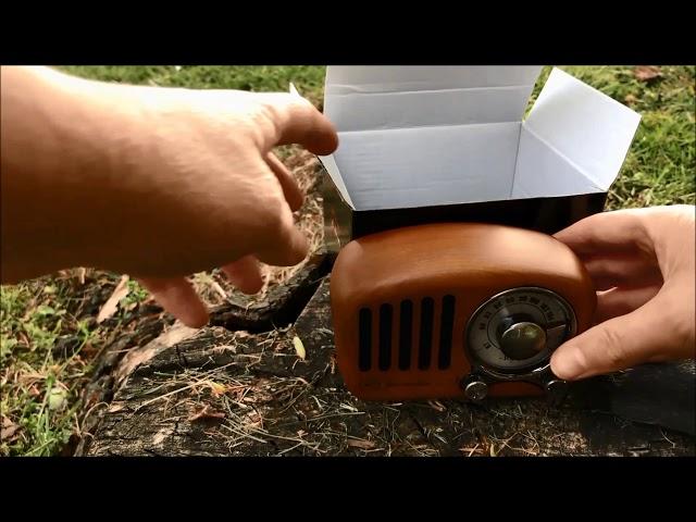 Portable wooden radio with bluetooth, retro radio, small wooden radio, UNBOXING