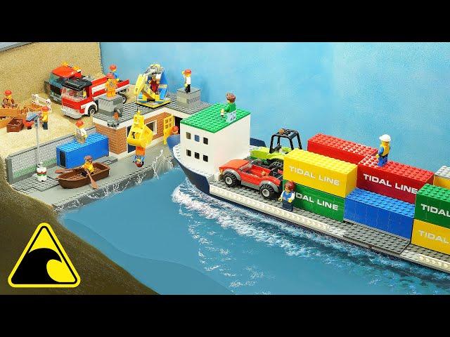 Ship Crashes into Lego City - Tsunami Dam Breach - Lego Disaster Experiment