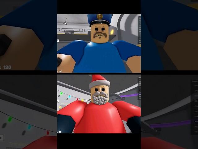 Barry's Jumpscare VS Santa's Jumpscare  #roblox #shorts | Barry's Prison Run Obby Christmas Update