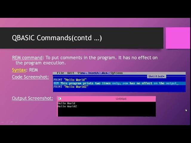 QBASIC commands and punctuations