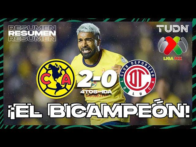 Resumen y goles | América 2-0 Toluca | Liga Mx -AP2024 - 4tos de Final - IDA | TUDN