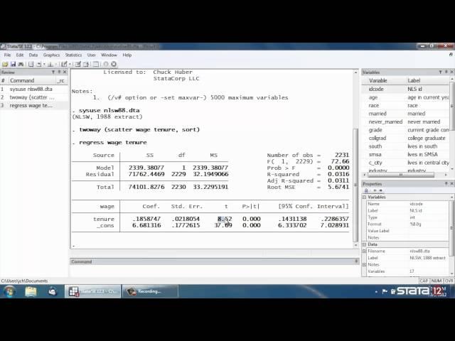 Simple linear regression in Stata®