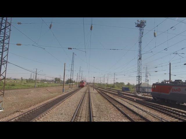 Cab View Train Russia: Mariinsk-Krasnoyarsk. Train ride. Summer in Siberia