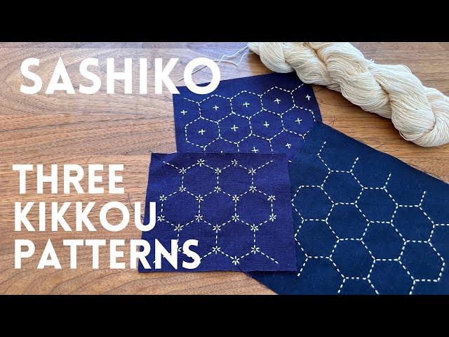 How do you stitch these Kikkou (hexagon) patterns with Sashiko? Kikkou/Juji-Kikkou/Tsuno-Kikkou