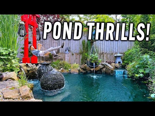 THRILLING Swing Over Japanese Pond in Small Space