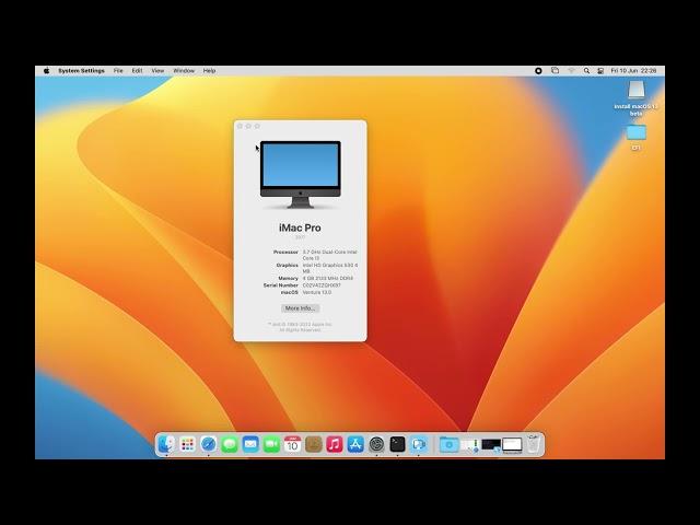 Hackintosh Ventura Beta 1- Test