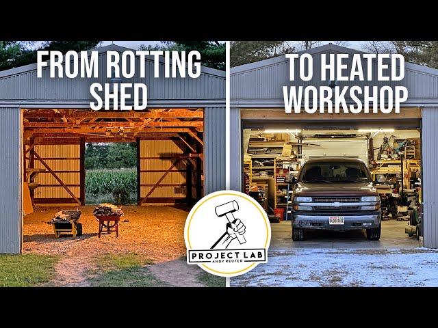 Rotting machine shed renovation — 1 year in 13 minutes