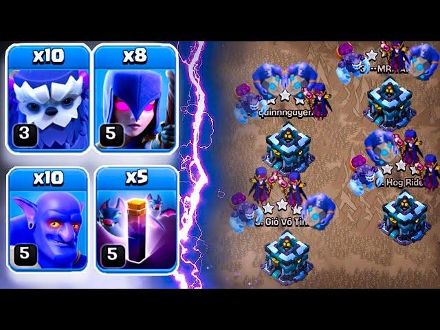 Th13 Yeti Bowler Witch Attack With Bat Spell - Mass Yeti Legend Push Attack - Th13 Attack Strategy