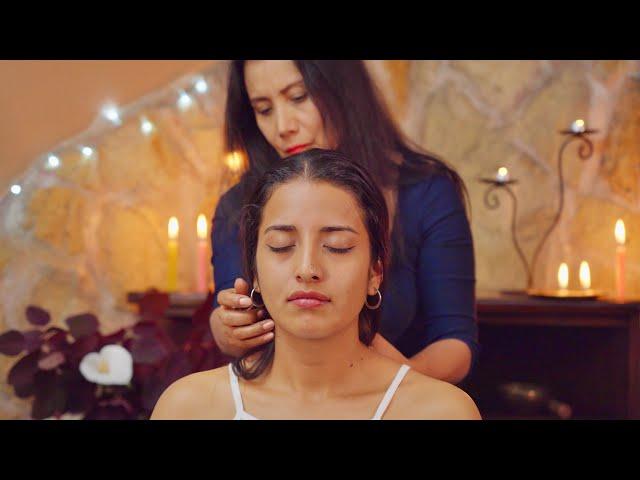 Nelly's ASMR massage with soft whispering sounds & henna art for sleep & relaxation