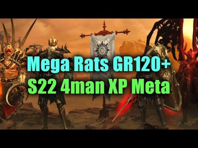 Mega Rat Necro Detailed Guide - GR110-125 Speeds in 2min - Season 22 4man XP Meta (Diablo 3)