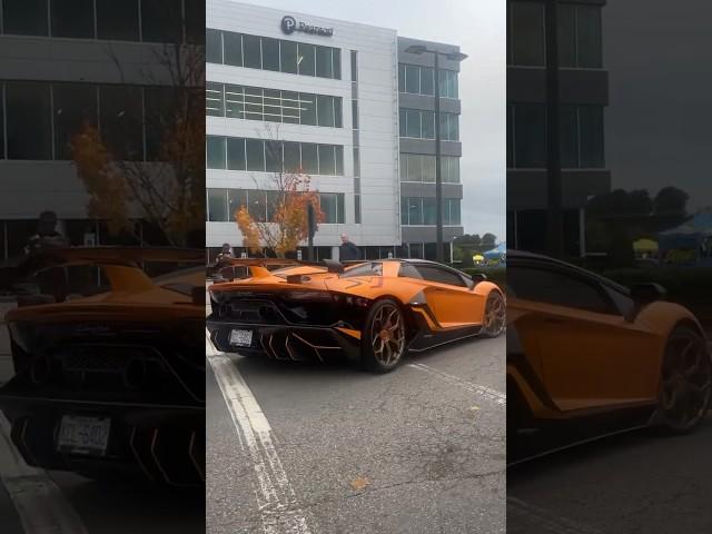 Lamborghini Aventador svj roadster show up in the cars and coffee!! #v12 #straightpipes #loudexhaust