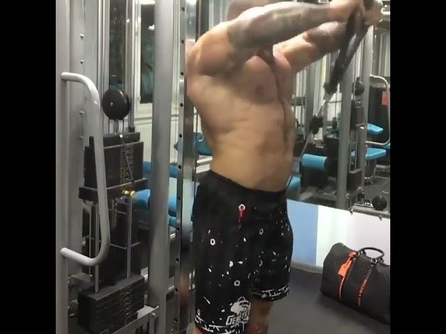 Giant Russian muscle bull Constantin Truvor pumping iron