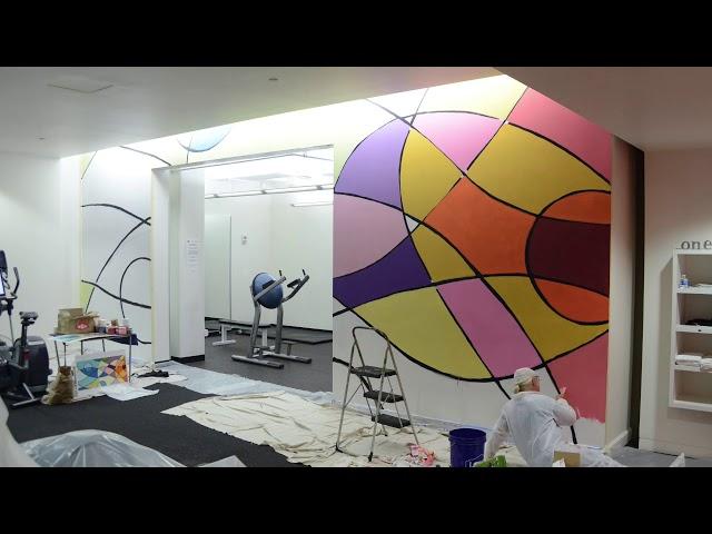 Time lapse of mural painting by Arthur Koch for Fit by ZO at One Bush Street SF, CA.