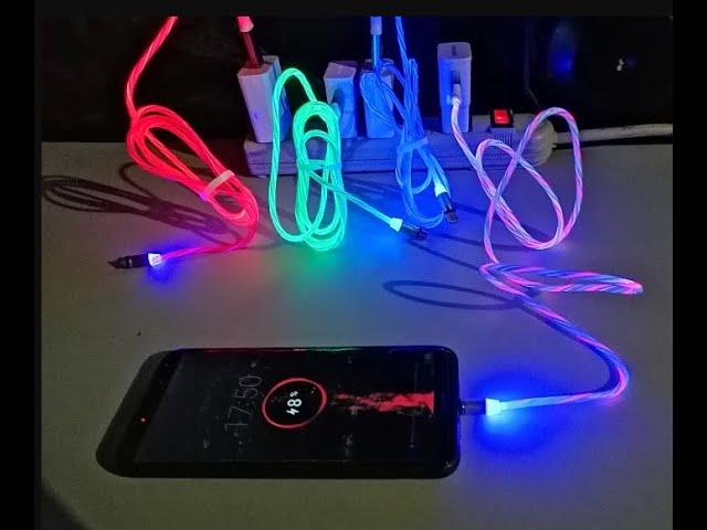 2 Pcs KEYSION Magnetic Cable Flowing Light LED Micro USB Android, Type C &  iPhone