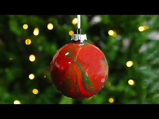 Paint Pour Ornaments | Easy Pour Paint Christmas Ornaments