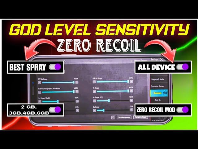 Pro PlayerSensitivity BGMI‼️ZERO RECOIL Low-End Device Sensitivity Setting Bgmi Best Sensitivity