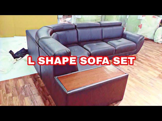 L corner sofa set with adjustable headrest