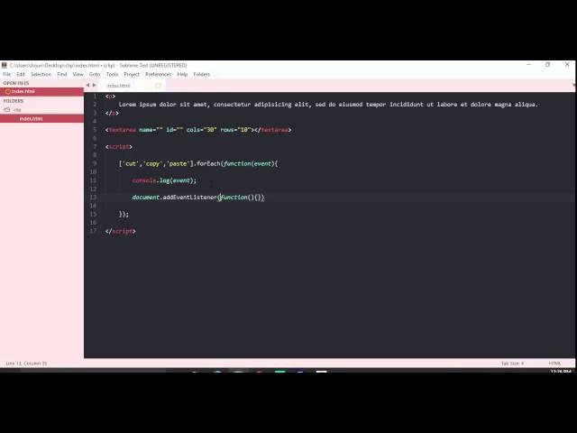 javascript events - text copy, cut, paste, clipboard