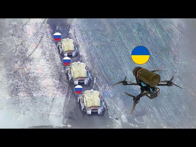 Russian Tank Convoy Targeted by Ukrainian Fpv Drones