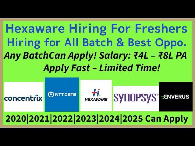 NTT Data , Concentrix , Hexaware , Enverus , Synopsys Hiring Freshers| 2021, 2022 , 2023 , 2024 jobs