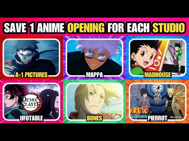 SAVE ONE OPENING FOR EACH STUDIO  | Save One Opening for Each Anime Studio #animeopeningquiz