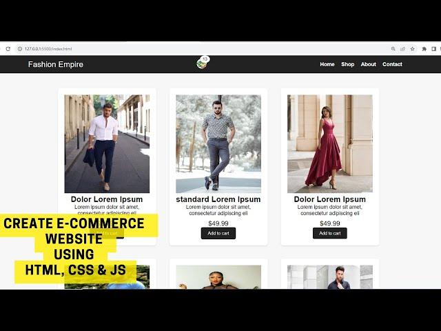 How to create E-commerce website using HTML, CSS& JavaScript