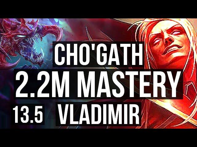 CHO'GATH vs VLADIMIR (MID) | 2.2M mastery, 800+ games, 8/2/7, Dominating | KR Diamond | 13.5