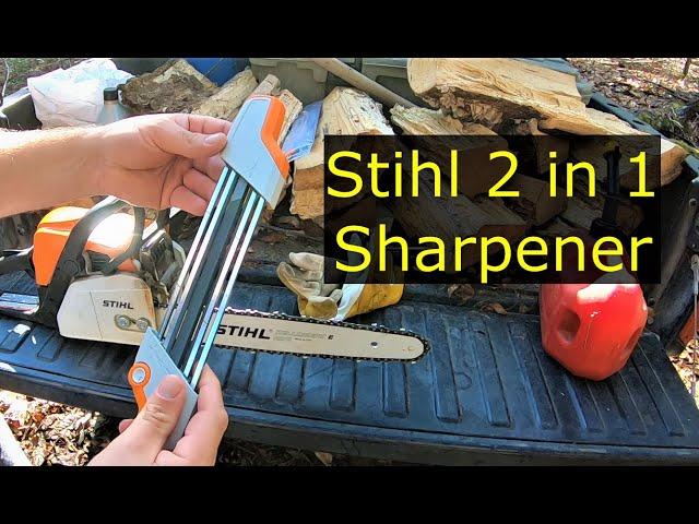 #45 Stihl 2 in 1 sharpener, Stihl MS170, sharpening a chainsaw.