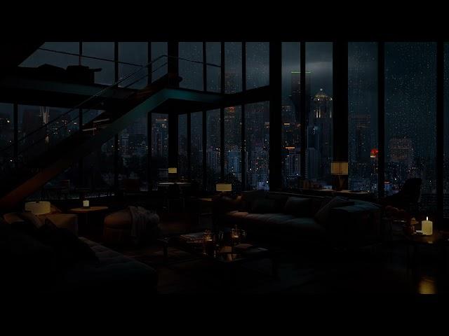 Watching The City In The Rain Relax With The Sound Of Rain Falling On The Window Of The Luxury Room