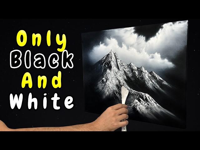 Easily Create Stunning Mountains with Just Black and White Oil Paint!