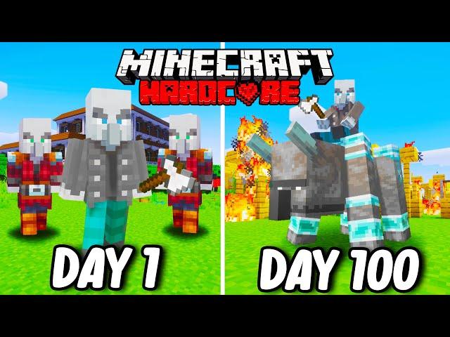 I Survived 100 Days as a VINDICATOR in Hardcore Minecraft... Minecraft Hardcore 100 Days