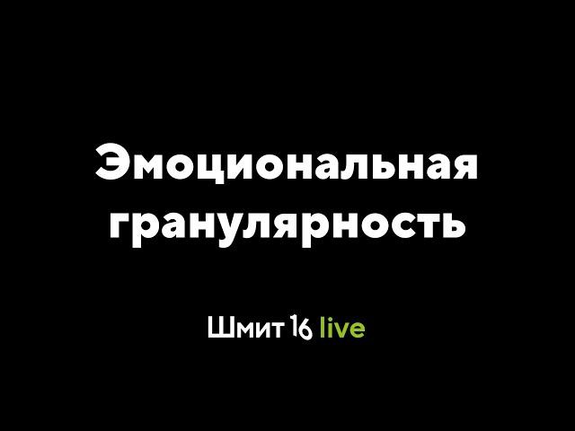 Шмит16 Live. Эмоциональная гранулярность