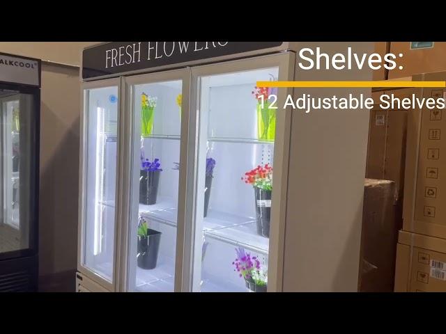 Customized Flower Display Three Glass Door Refrigerator Width 72''