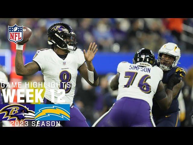 Baltimore Ravens vs. Los Angeles Chargers | 2023 Week 12 Game Highlights