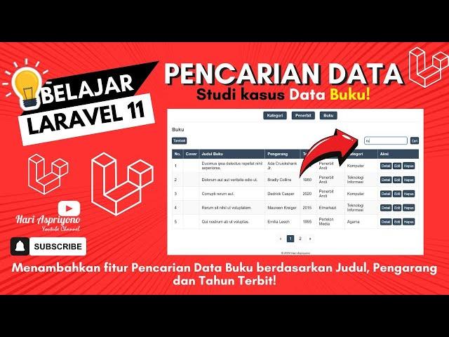 Tutorial Laravel 11: Membuat Fitur Pencarian Data Buku Berdasarkan Judul, Pengarang dan Tahun Terbit