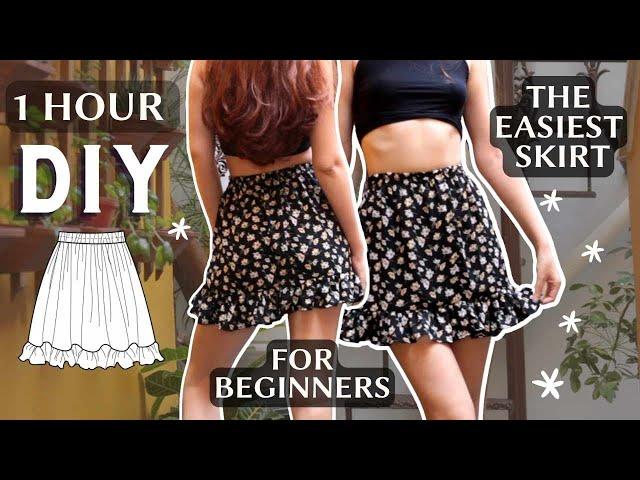 MAKE A SKIRT IN 1 HOUR - DIY EASY SKIRT FOR BEGINNERS (no pattern)