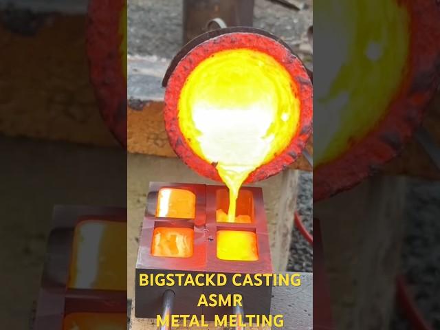 COPPER CASTING  SCRAP METAL - ASMR METAL MELTING - BIGSTACKD CASTING #asmr #copper #trashtotreasure