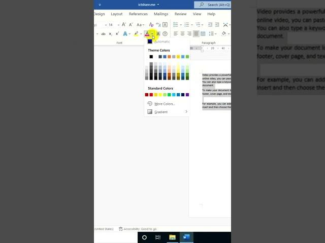 Change Text Color in Ms. Office Word