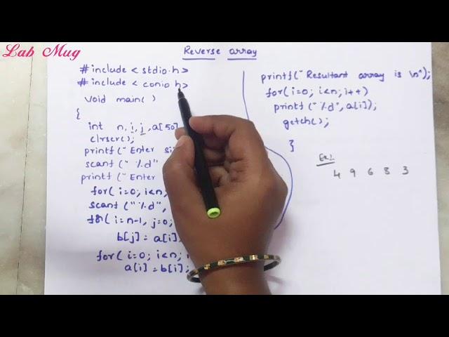 Reverse array in C || C programming in telugu