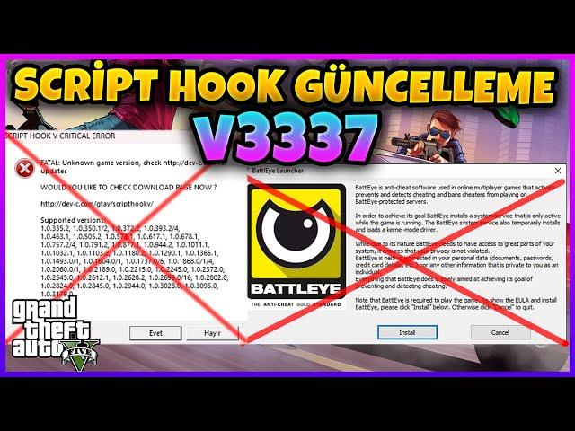 GÜNCELLEME GELDİ ! v3337 SCRIPT HOOK KOLAY KURULUM SCRIPT HOOK GUNCELLEME BATTLEYE HATASI !