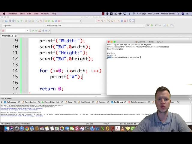 Ex2. C Programming - Draw A Rectangle (For Loop)