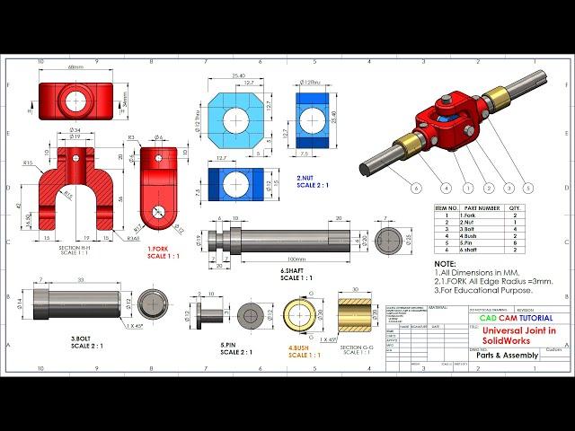 Universal Joint Exercise in Solidworks