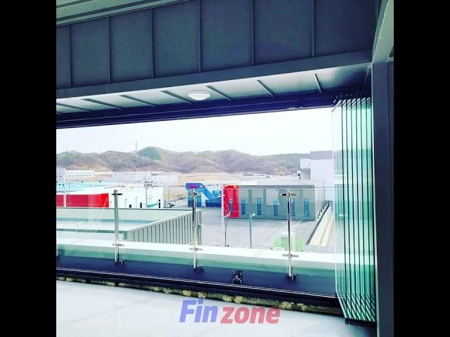 Fz30 frameless folding glass door balcony glazing system glass curtain panoramic glass wall case-378