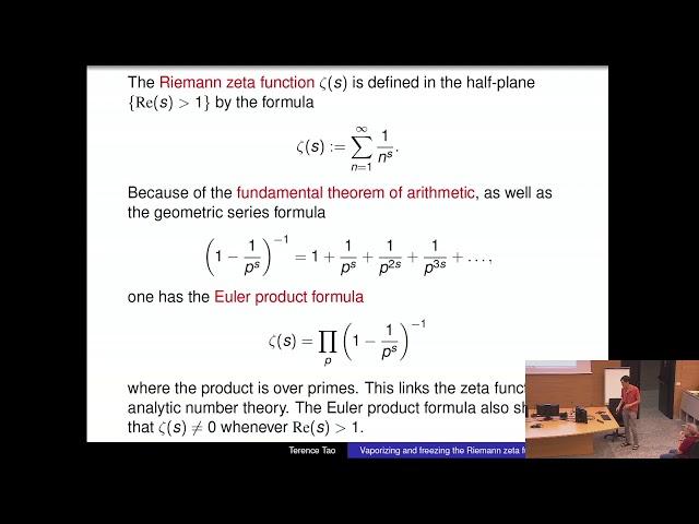 Terence Tao: Vaporizing and freezing the Riemann zeta function